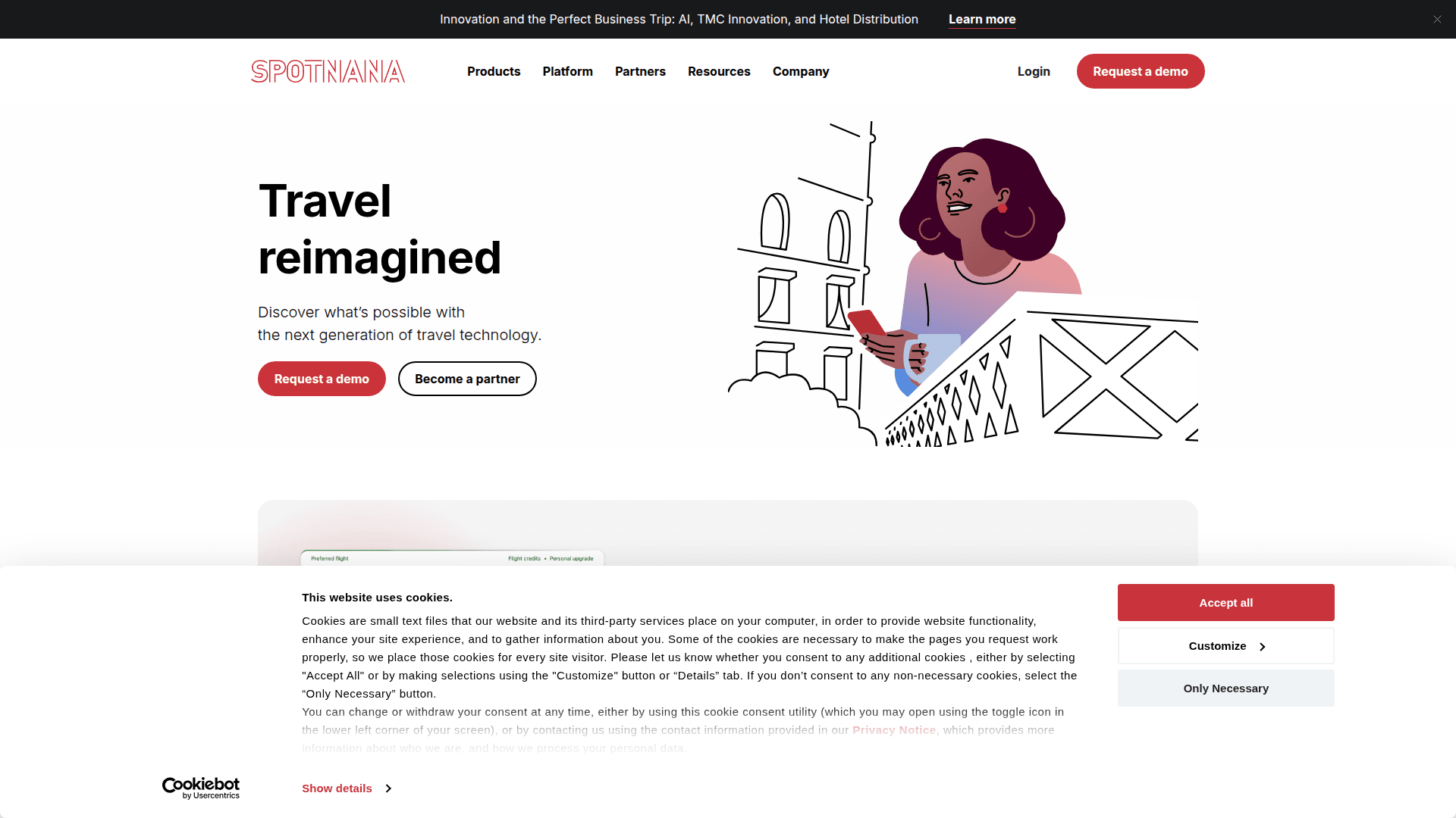 Spotnana homepage screenshot