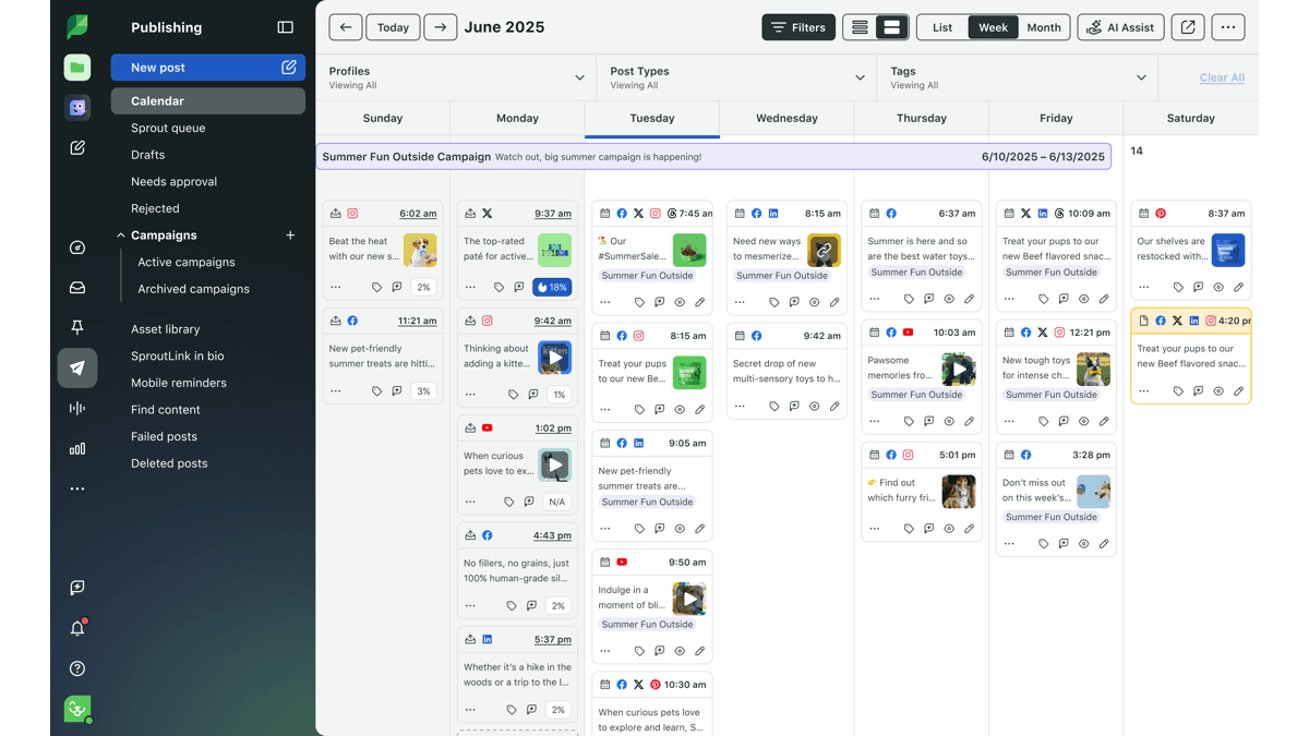 Sprout Social social media scheduling dashboard