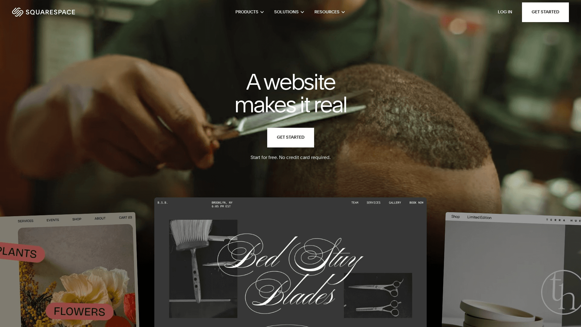 Squarespace homepage screenshot