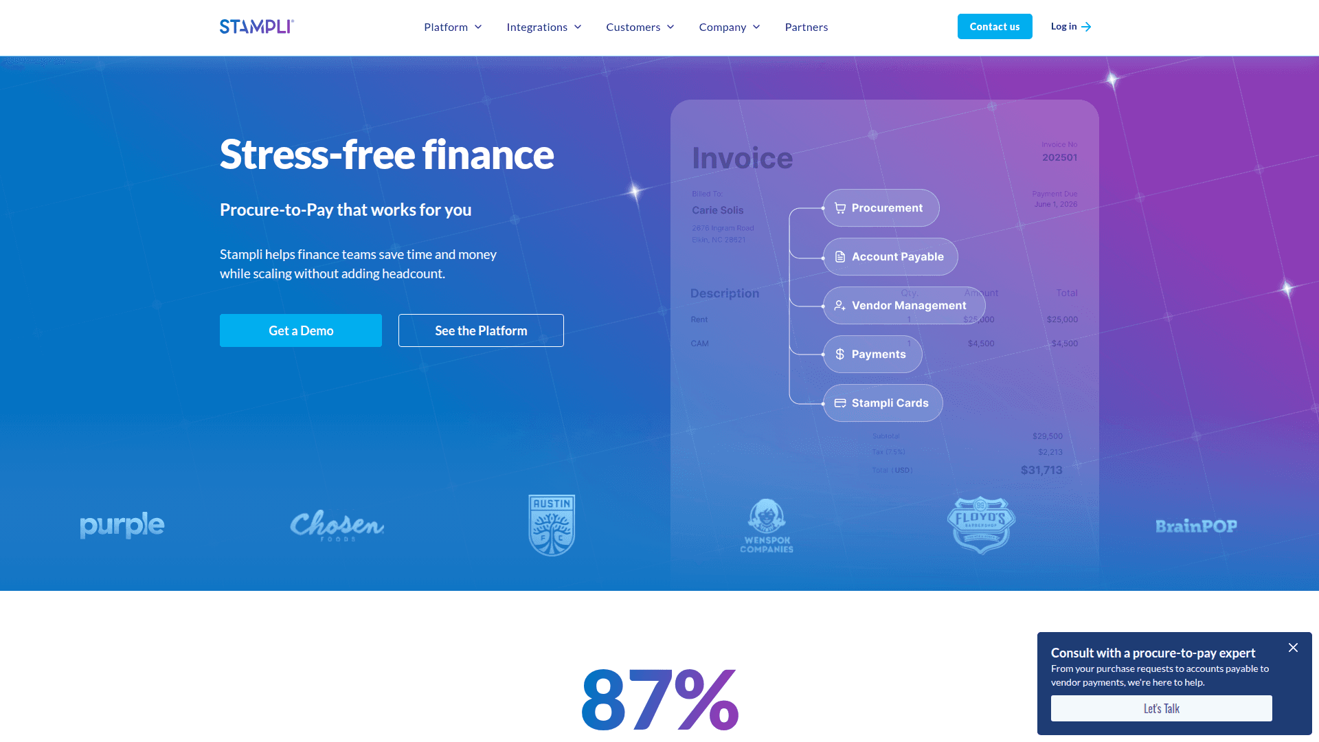 Stampli homepage screenshot