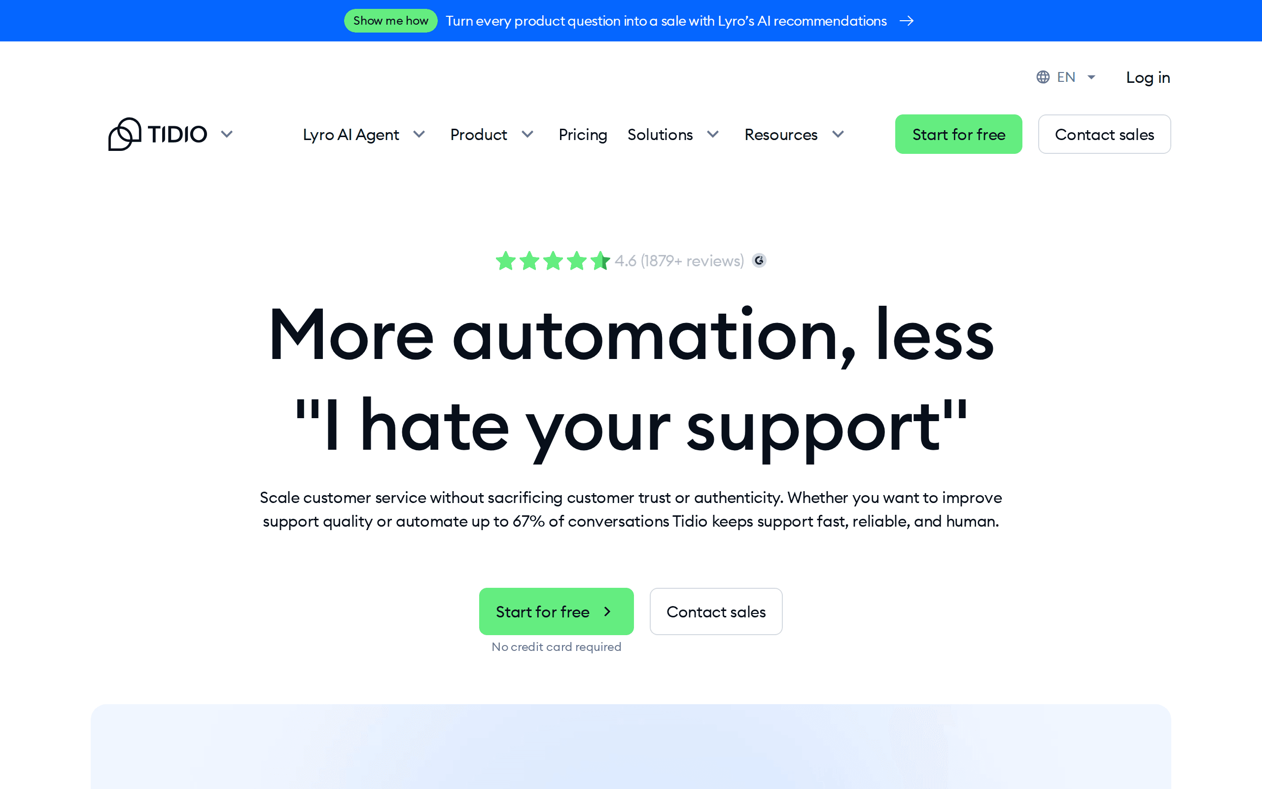 Tidio homepage — Best AI Live Chat for Small Business AI customer support tool