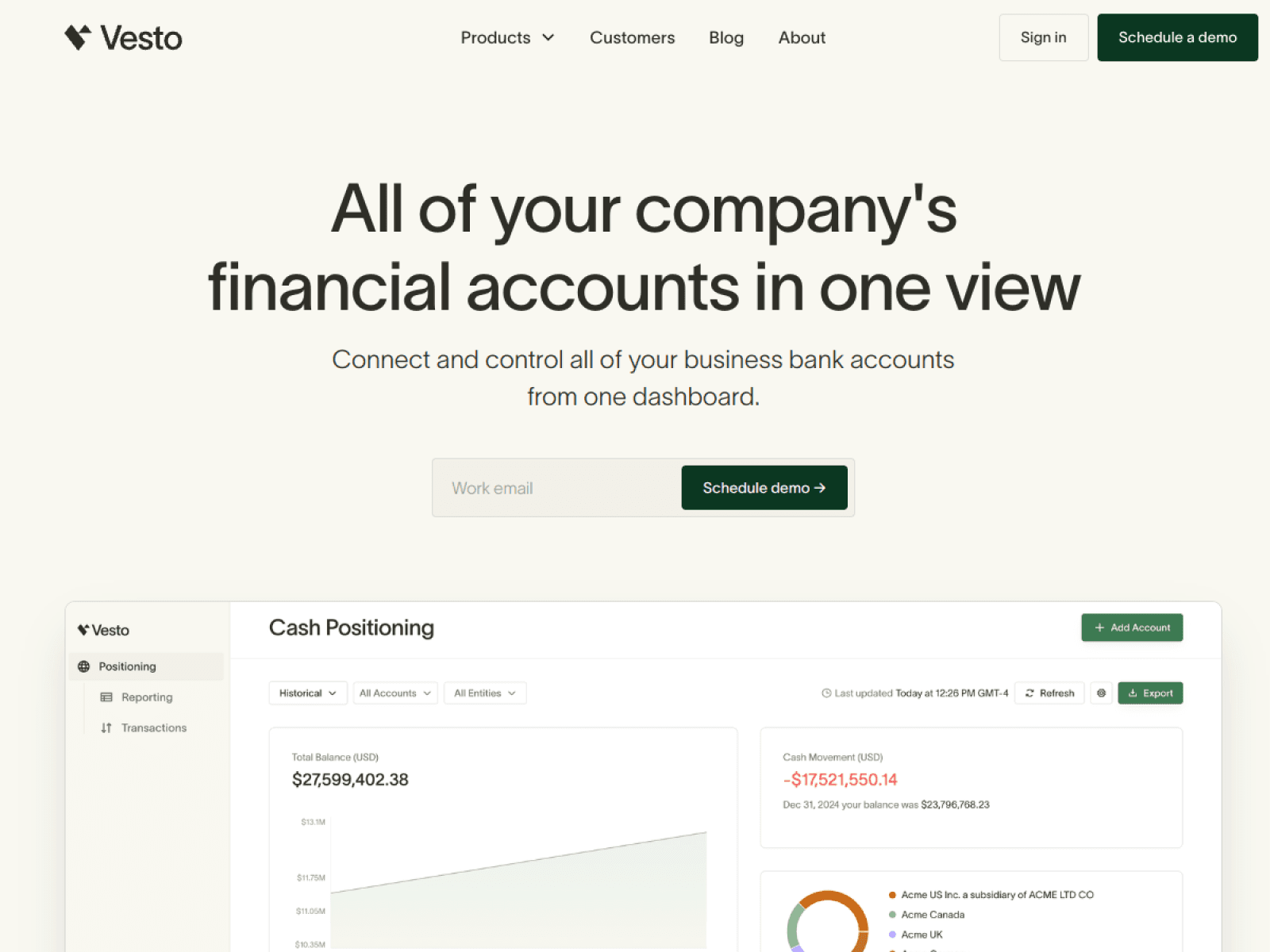 Vesto homepage screenshot