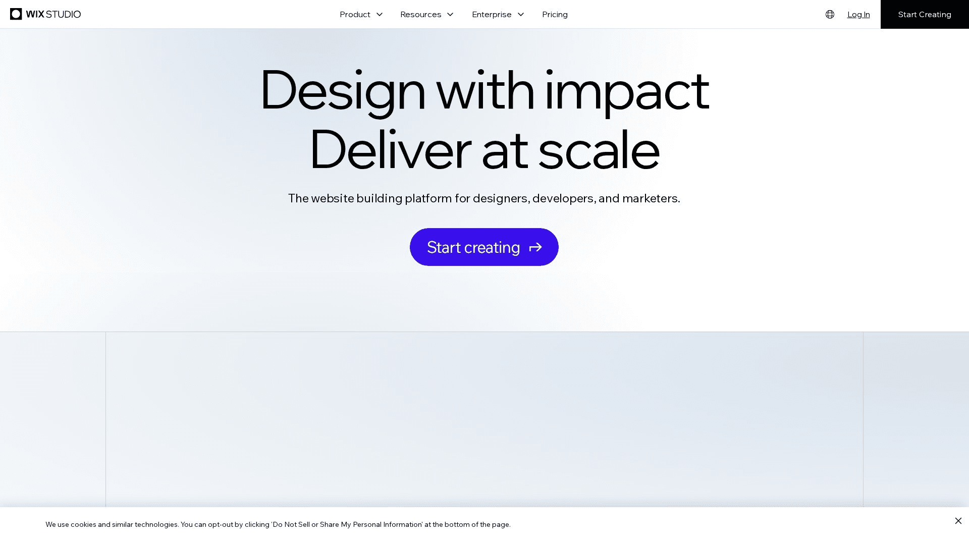 Wix Studio homepage screenshot