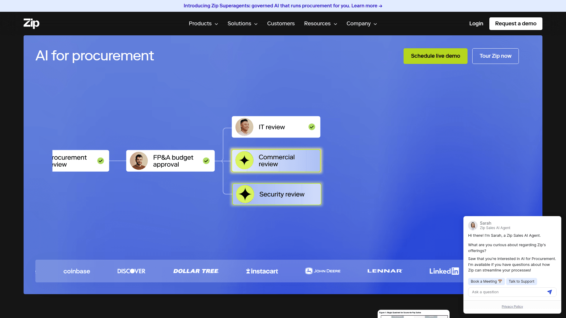 Zip homepage screenshot